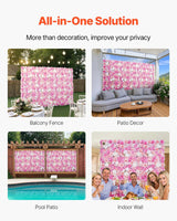 VEVOR 3D Flower Wall Panel, 12 PCS 15 x 15 inch, Artificial Floral Wall Background Mesh Backing Mat,Seamless Design&Easy Installation for Wedding Valentines Day Home Baby Party Backdrop Decor,Pink - 45-Degree Angle