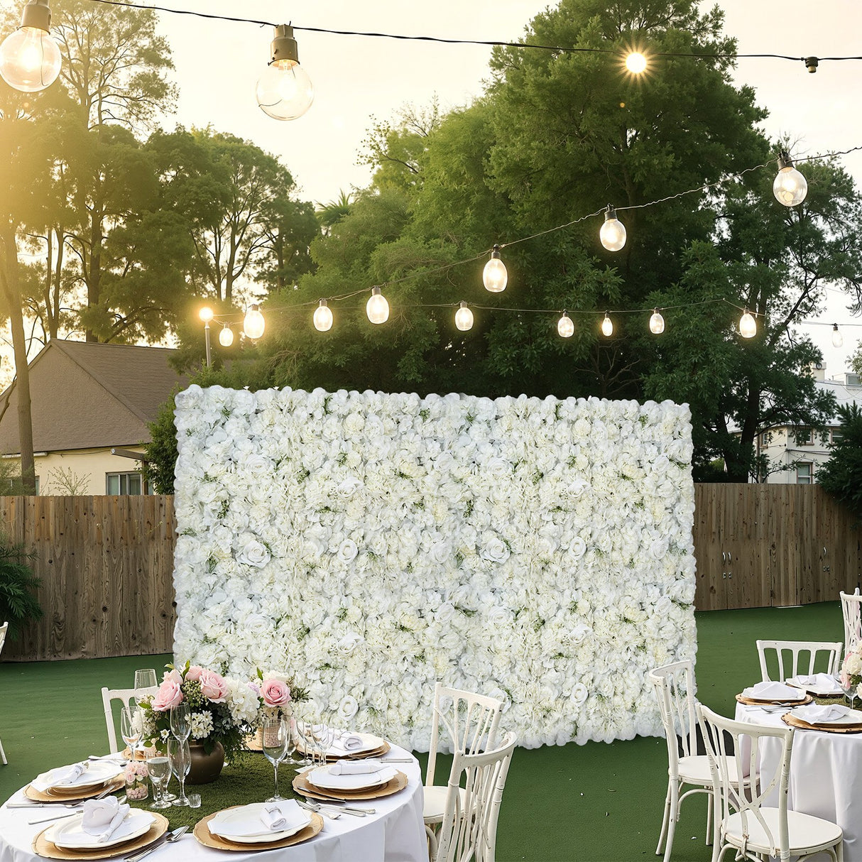 3D Flower Wall Panel, 24 PCS 15 x 15 inch, Artificial Floral Wall Background Mesh Backing Mat,Seamless Design&Easy Installation for Wedding Valentines Day Home Baby Party Backdrop Decor,White