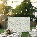 VEVOR 3D Flower Wall Panel, 24 PCS 15 x 15 inch, Artificial Floral Wall Background Mesh Backing Mat,Seamless Design&Easy Installation for Wedding Valentines Day Home Baby Party Backdrop Decor,White - Low Angle