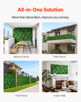 Artificial Grass Wall Panels, 8 PCS 20 x 20 inch, 3D Combination Greenery Boxwood Panel for Indoor Outdoor Green Decor & Ivy Fence Covering, Privacy Backdrop Wall Hedge Screen for Garden