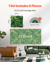 VEVOR Artificial Grass Wall Panels, 8 PCS 20 x 20 inch, 3D Combination Greenery Boxwood  Panel for Indoor Outdoor Green Decor & Ivy Fence Covering, Privacy Backdrop Wall Hedge Screen for Garden - Rear View