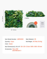 Artificial Grass Wall Panels, 8 PCS 20 x 20 inch, 3D Combination Greenery Boxwood Panel for Indoor Outdoor Green Decor & Ivy Fence Covering, Privacy Backdrop Wall Hedge Screen for Garden