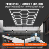 VEVOR Hexagon Garage Lights 66300LM 15 Grids Honeycomb LED Shop Ceiling Light - Top-Down View