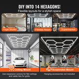 Hexagon Garage Lights 86400LM 5 Grid Honeycomb LED Shop Ceiling Light