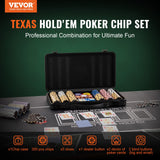 VEVOR Poker Chip Set, 300-Piece Poker Set, Complete Poker Playing Game Set with Carrying Case, Heavyweight 14 Gram Casino Clay Chips, Cards, Buttons