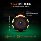 VEVOR Poker Chip Set, 500-Piece Poker Set, Complete Poker Playing Game Set with Carrying  Case, Heavyweight 14 Gram Casino Clay Chips, Cards, Buttons and Dices, for Texas Hold'em, Blackjack, Gambling - Side View