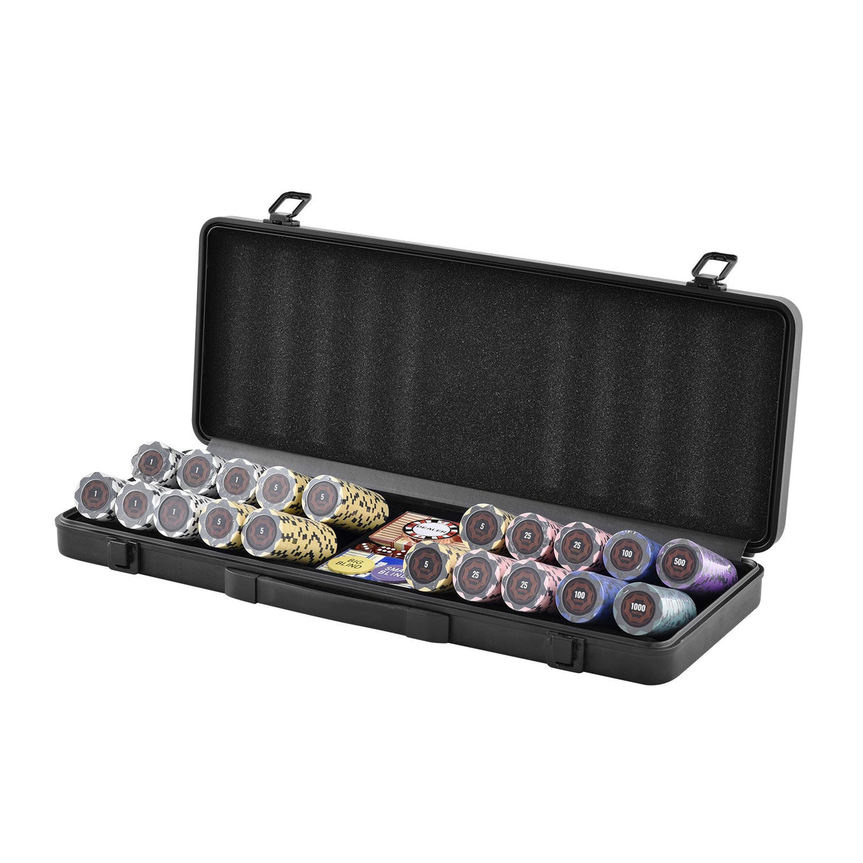 VEVOR Poker Chip Set, 500-Piece Poker Set, Complete Poker Playing Game Set with Carrying Case, Heavyweight 14 Gram Casino Clay Chips, Cards, Buttons