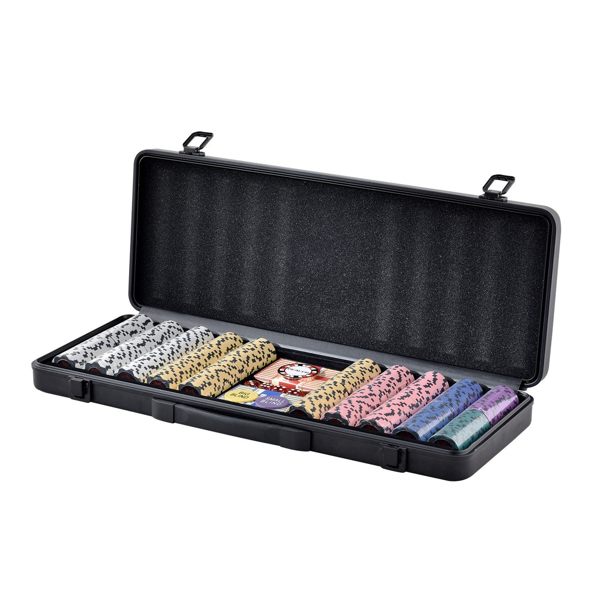 VEVOR Poker Chip Set, 500-Piece Poker Set, Complete Poker Playing Game Set with Carrying Case, Heavyweight 14 Gram Casino Clay Chips, Cards, Buttons