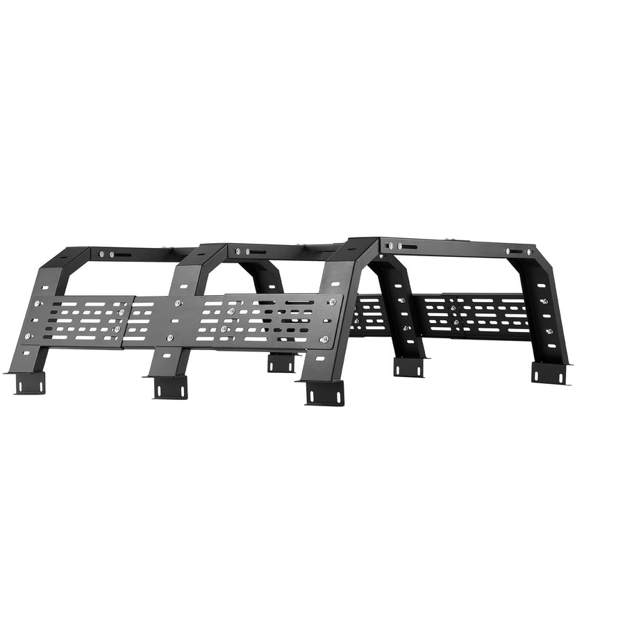 Overland Truck Bed Rack, 125-172.5 cm Width, Adjustable Overland Bed Cargo Rack with Sidebar, 408.2 kg Static Load Capacity, Heavy Duty Steel, for Mid-Size Trucks, Fit Tacoma / Gladiator JT