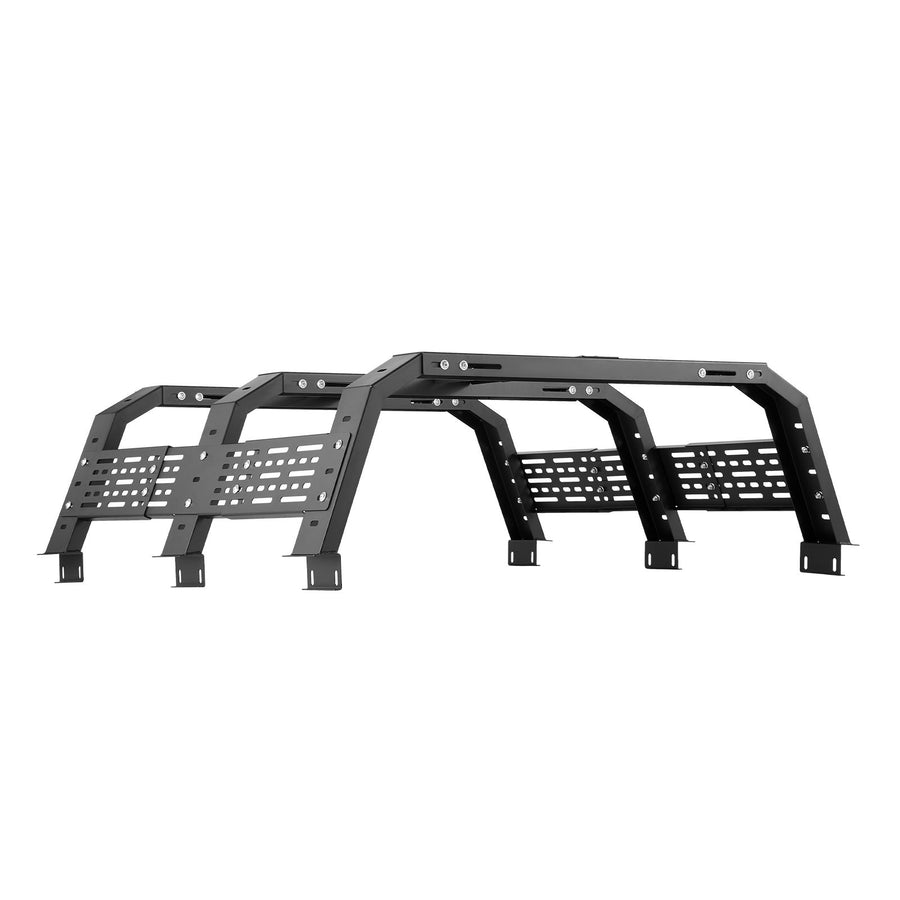 Overland Truck Bed Rack, 125-172.5 cm Width, Adjustable Overland Bed Cargo Rack with Sidebar, 408.2 kg Static Load Capacity, Heavy Duty Steel, for Mid-Size Trucks, Fit Tacoma / Gladiator JT