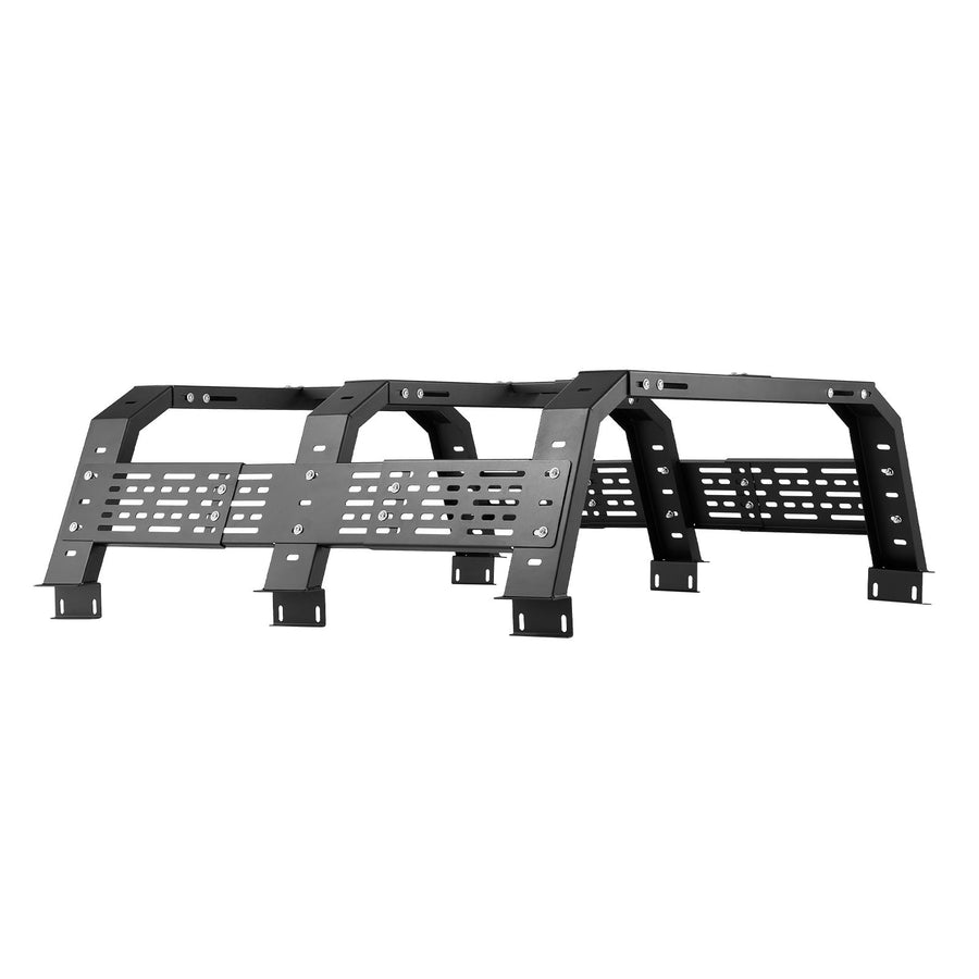 Overland Truck Bed Rack, 125-172.5 cm Width, Adjustable Overland Bed Cargo Rack with Sidebar, 408.2 kg Static Load Capacity, Heavy Duty Steel, for Mid-Size Trucks, Fit Tacoma / Gladiator JT