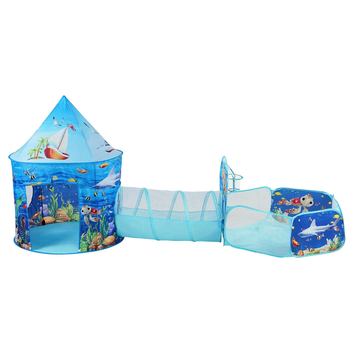 VEVOR 3 in 1 Kids Play Tent with Tunnel, Basketball Hoop for Boys, Girls, Babies and Toddlers, Indoor/Outdoor Pop Up Playhouse with Carrying Bag &