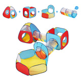 VEVOR 5 in 1 Kids Play Tent with Tunnel, Basketball Hoop for Boys, Girls, Babies and Toddlers, Indoor/Outdoor Pop Up Playhouse with Carrying Bag & Banding Straps Birthday Gifts, Red/Yellow/Blue - Extra Image