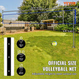 VEVOR Outdoor Portable Volleyball Net System, Adjustable Height Steel Poles, Professional Volleyball Set with PVC Volleyball, Pump, Carrying Bag, Heavy Duty Volleyball Net for Backyard, Beach, Lawn - Front View