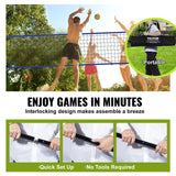 VEVOR Outdoor Portable Volleyball Net System, Adjustable Height Steel Poles, Professional Volleyball Set with PVC Volleyball, Pump, Carrying Bag, Heavy Duty Volleyball Net for Backyard, Beach, Lawn - 45-Degree Angle