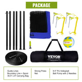 VEVOR Outdoor Portable Volleyball Net System, Adjustable Height Steel Poles, Professional Volleyball Set with PVC Volleyball, Pump, Carrying Bag, Heavy Duty Volleyball Net for Backyard, Beach, Lawn