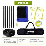 VEVOR Outdoor Portable Volleyball Net System, Adjustable Height Steel Poles, Professional Volleyball Set with PVC Volleyball, Pump, Carrying Bag, Heavy Duty Volleyball Net for Backyard, Beach, Lawn - Rear View
