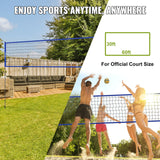 VEVOR Outdoor Portable Volleyball Net System, Adjustable Height Steel Poles, Professional Volleyball Set with PVC Volleyball, Pump, Carrying Bag, Heavy Duty Volleyball Net for Backyard, Beach, Lawn - Close-Up Angle
