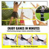 VEVOR Outdoor Portable Volleyball Net System, Adjustable Height Steel Poles, Professional Volleyball Set with PVC Volleyball, Pump, Carrying Bag, Heavy Duty Volleyball Net for Backyard, Beach, Lawn - 45-Degree Angle