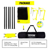 VEVOR Outdoor Portable Volleyball Net System, Adjustable Height Steel Poles, Professional Volleyball Set with PVC Volleyball, Pump, Carrying Bag, Heavy Duty Volleyball Net for Backyard, Beach, Lawn - Rear View