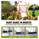 VEVOR Outdoor Portable Volleyball Net System, Adjustable Height Aluminum Poles, Professional Volleyball Set with PVC Volleyball, Pump, Carrying Bag, Heavy Duty Volleyball Net for Backyard, Beach, Lawn - 45-Degree Angle