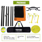 VEVOR Outdoor Portable Volleyball Net System, Adjustable Height Aluminum Poles, Professional Volleyball Set with PVC Volleyball, Pump, Carrying Bag, Heavy Duty Volleyball Net for Backyard, Beach, Lawn - Rear View