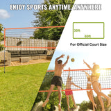 VEVOR Outdoor Portable Volleyball Net System, Adjustable Height Aluminum Poles, Professional Volleyball Set with PVC Volleyball, Pump, Carrying Bag, Heavy Duty Volleyball Net for Backyard, Beach, Lawn - Close-Up Angle