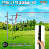 VEVOR Freestanding Volleyball Training Net for Indoor or Outdoor Use, Adjustable Height Portable Net System with Carrying Bag, Professional Volleyball Practice Trainer for Hitting or Serving Drills - Front View