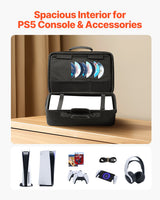 VEVOR PS5 Carrying Case Travel Bag for Playstation 5 Shockproof EVA Soft Lining