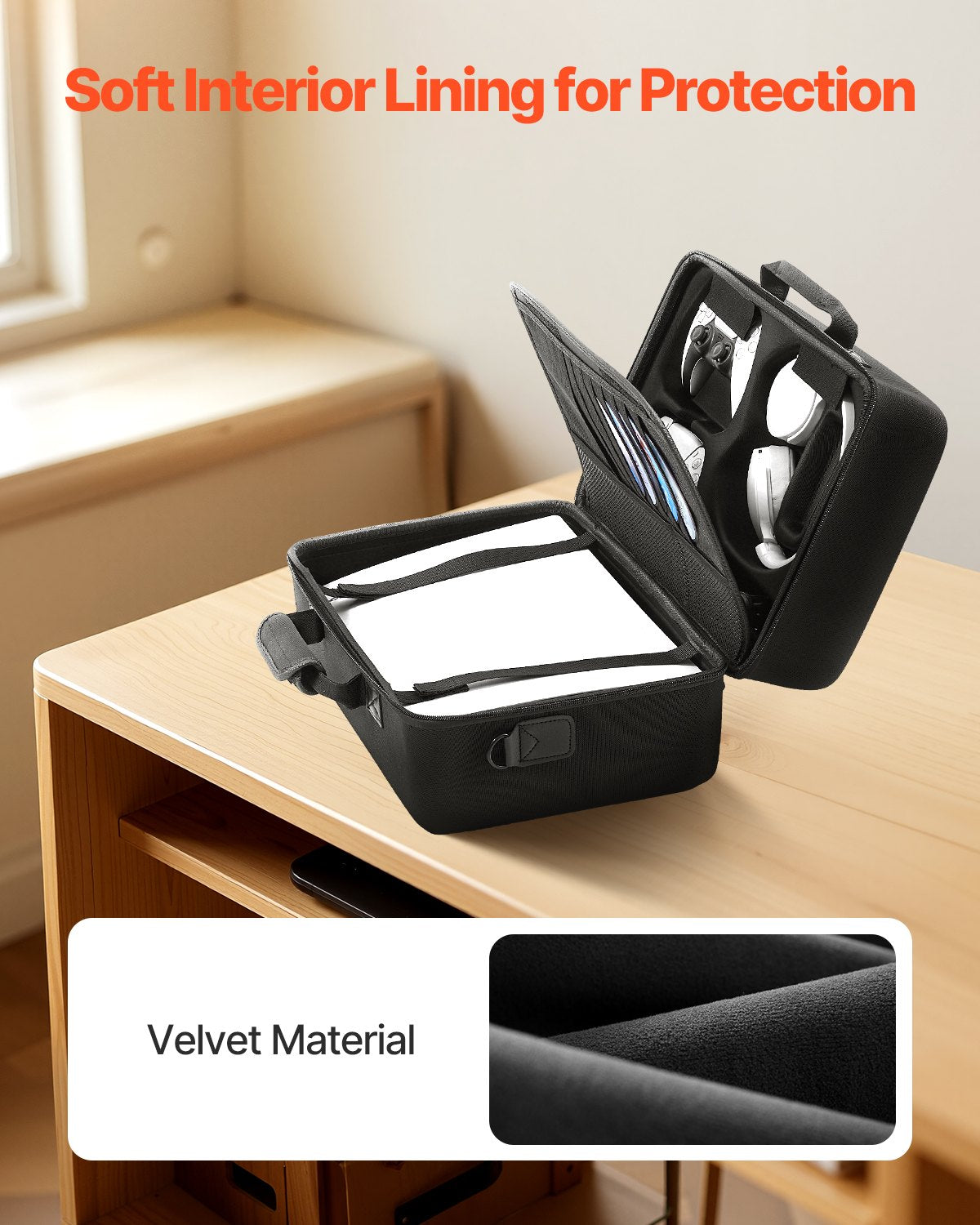 VEVOR PS5 Carrying Case Travel Bag for Playstation 5 Shockproof EVA Soft Lining