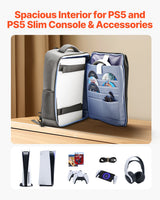 VEVOR PS5 Backpack Dual Shoulder Travel Bag for Playstation 5 PS5 Slim Nylon - Side View