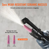 VEVOR 10 Gallon Heavy-Duty Sand Blaster, 60-110 PSI High Pressure Sandblaster, Portable Abrasive Blasting Tank, Air Sand Blasting Kit with 2 Ceramic Nozzles & 7.5ft Hose for Stain, Rust, Paint Removal - 45-Degree Angle