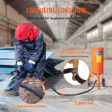 VEVOR 10 Gallon Heavy-Duty Sand Blaster, 60-110 PSI High Pressure Sandblaster, Portable Abrasive Blasting Tank, Air Sand Blasting Kit with 2 Ceramic Nozzles & 7.5ft Hose for Stain, Rust, Paint Removal - Rear View