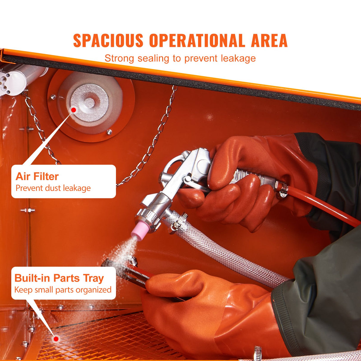 VEVOR 25 Gallon Sandblasting Cabinet, 40-120PSI Portable Benchtop Sand Blasting Cabinet, Heavy Duty Steel Sand Blaster with Blasting Gun & 4 Ceramic