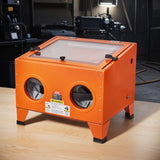 VEVOR 25 Gallon Sandblasting Cabinet, 40-120PSI Portable Benchtop Sand Blasting Cabinet, Heavy Duty Steel Sand Blaster with Blasting Gun & 4 Ceramic Nozzles for Paint, Stain, Rust Removal - Low Angle