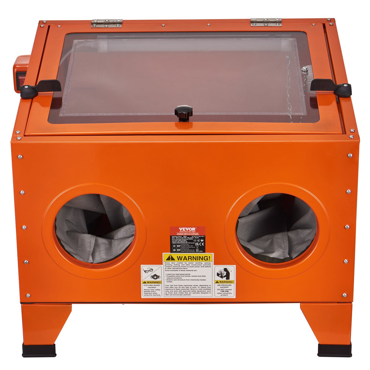 VEVOR 25 Gallon Sandblasting Cabinet, 40-120PSI Portable Benchtop Sand Blasting Cabinet, Heavy Duty Steel Sand Blaster with Blasting Gun & 4 Ceramic Nozzles for Paint, Stain, Rust Removal