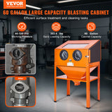 VEVOR 60 Gallon Sand Blasting Cabinet with Stand with Blasting Gun & 4 Nozzles - Front View