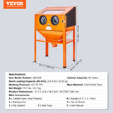 VEVOR 60 Gallon Sand Blasting Cabinet with Stand with Blasting Gun & 4 Nozzles - Close-Up Angle