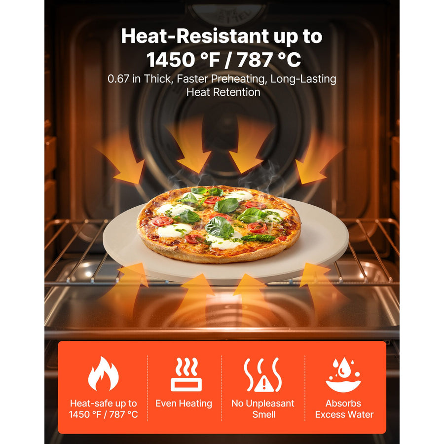 Pizza Stone, 381 mm Round Cordierite Pizza Stone, Extra Large Baking-Stone with Aluminum Peel, 17 mm, image 3