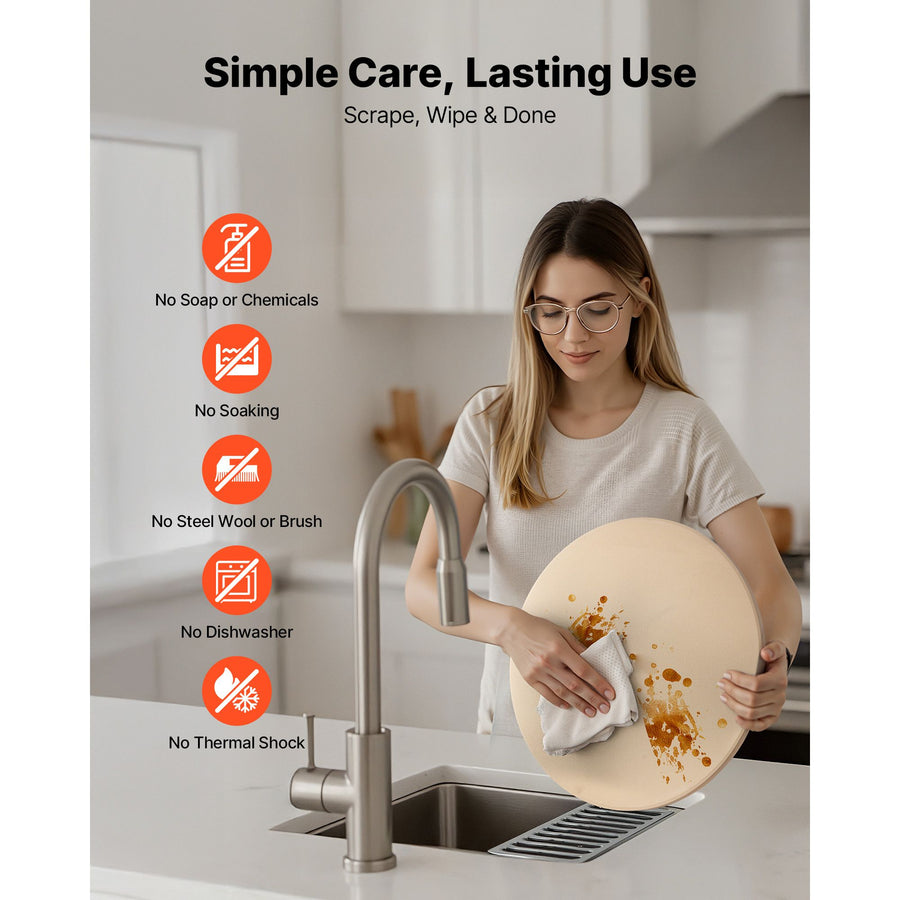 Pizza Stone, 381 mm Round Cordierite Pizza Stone, Extra Large Baking-Stone with Aluminum Peel, 17 mm, image 5