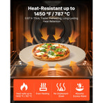 Pizza Stone, 406 mm Round Cordierite Pizza Stone, Extra Large Baking-Stone with a Durable Stand, 17 mm Thickness Heat-Resistant Cooking Cordierite, for Kitchen Oven, Baking Pizzas, BBQ Grilling