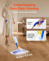 VEVOR Spray Mop, with 3 Washable Pads for Dry and Wet Floor Cleaning & an 800ml Refillable Water Tank, Microfiber Dust Wet Mop & Twisted Cotton Dry Mop, Commercial Home Use for Tiles/Vinyl/Wood Floor - Front View
