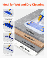 VEVOR Spray Mop, with 3 Washable Pads for Dry and Wet Floor Cleaning & an 800ml Refillable Water Tank, Microfiber Dust Wet Mop & Twisted Cotton Dry Mop, Commercial Home Use for Tiles/Vinyl/Wood Floor - 45-Degree Angle