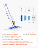 VEVOR Spray Mop, with 3 Washable Pads for Dry and Wet Floor Cleaning & an 800ml Refillable Water Tank, Microfiber Dust Wet Mop & Twisted Cotton Dry Mop, Commercial Home Use for Tiles/Vinyl/Wood Floor - Close-Up Angle