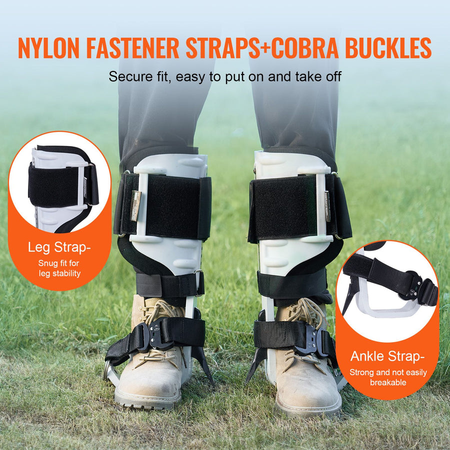 Tree Climbing Spikes, 1 Pair Aluminum Climbing Spurs, 350lbs Load Capacity Tree Climbing Gear with Straps and Spike Protectors, Arborist Equipment for Climbers, Hunting, Fruit Picking, White