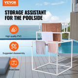 VEVOR Towel Rack 8-Bar Outdoor PVC Towel Holder for Poolside Spa Bathroom White - Front View