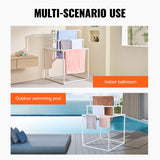 VEVOR Towel Rack 8-Bar Outdoor PVC Towel Holder for Poolside Spa Bathroom White - Rear View