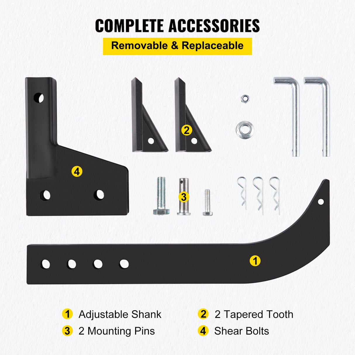 VEVOR Hitch Mounted Ripper, 40.6cm Shank Length Box Scraper Shank, 4 Hole Site Box Blade for Tractor, 2 Locating Pins Ripper Shank, 2 Plough Tips Box