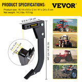 VEVOR Hitch Mounted Ripper, 40.6cm Shank Length Box Scraper Shank, 4 Hole Site Box Blade for Tractor, 2 Locating Pins Ripper Shank, 2 Plough Tips Box Blade Shank Teeth - Rear View