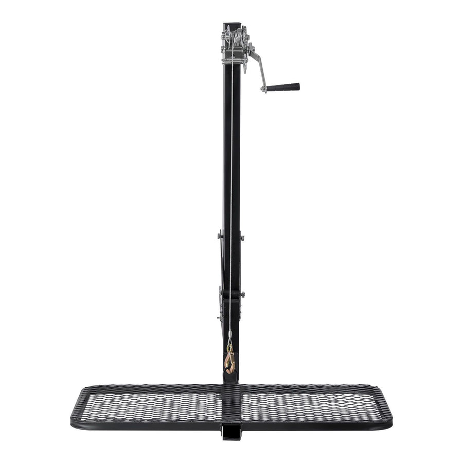 Hitch Deer Hoist with Lifting System Platform, 300 lbs Load Capacity, Game Hoist Winch Lift with 2-inch Receiver, 360-Degree Swivel Shaft & Foldable, Hitch-Mounted Deer Hanger for Moving Game